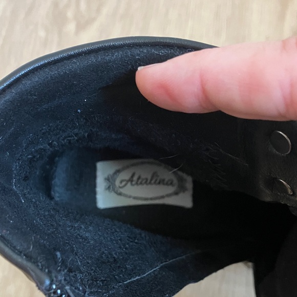 Atalina Black Lace-Up Women's Chunky Heeled Boots - Picture 6 of 6